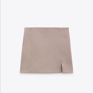Zara sand brown Slit Hem Mini Skirt